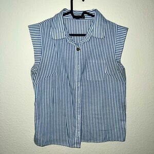 SHEIN white & blue striped top